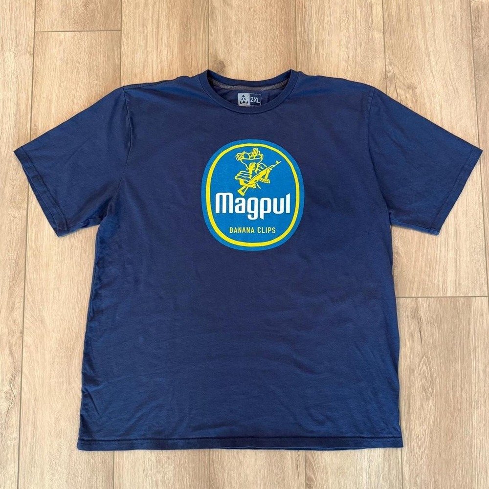 Magpul Banana Clips Cotton T-Shirt with blue oval logo Size: XXL